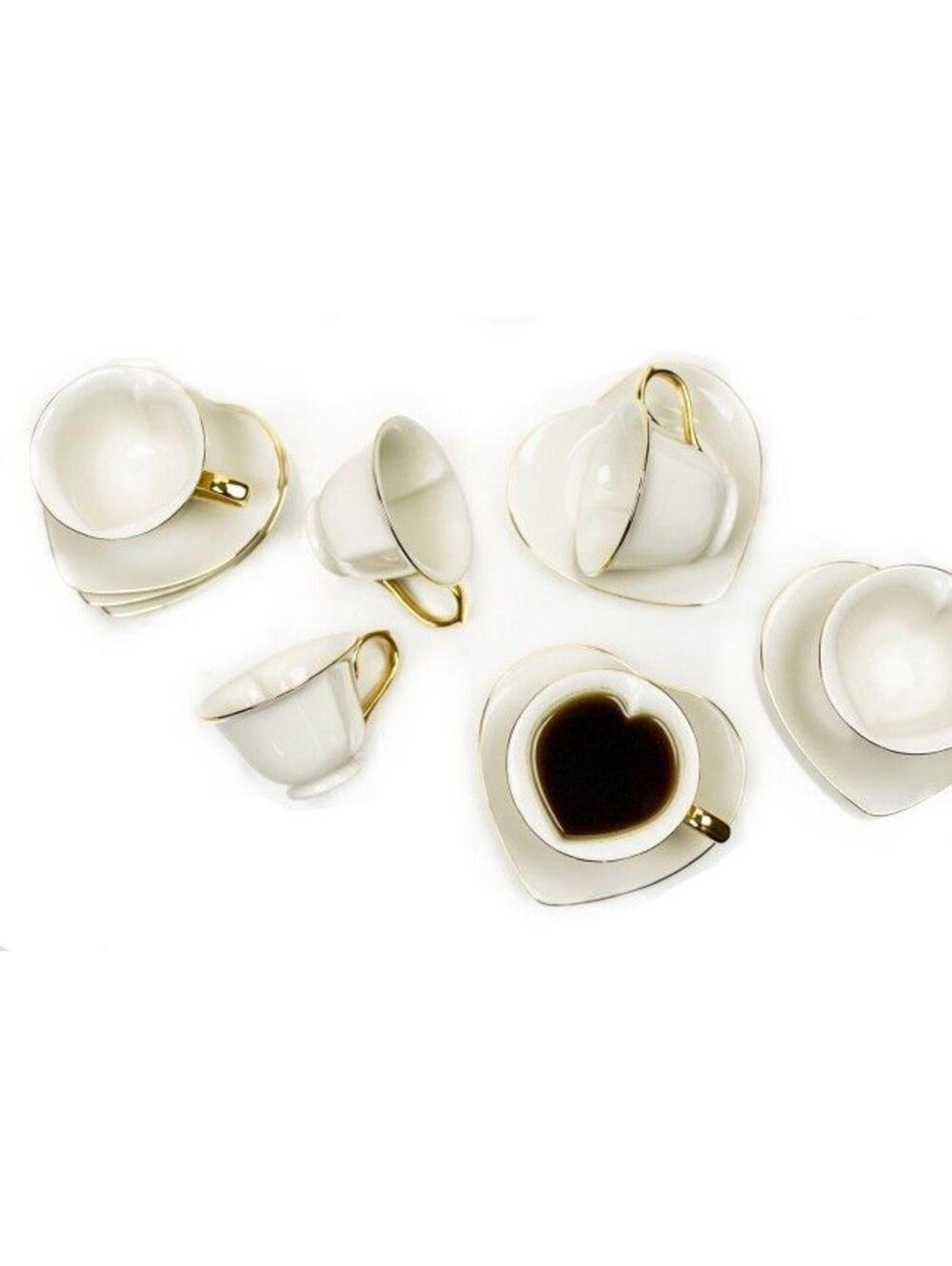 NEW Inside Out Heart Porcelain Tea Cup & Saucer Set – 11 Pieces Missing Tea Cup